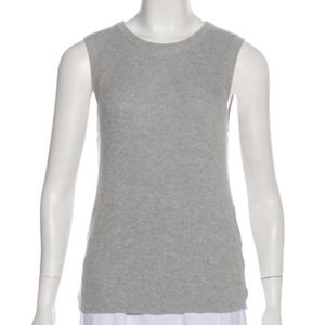 Equipment Sleeveless Rib Knit Vest Top Gray